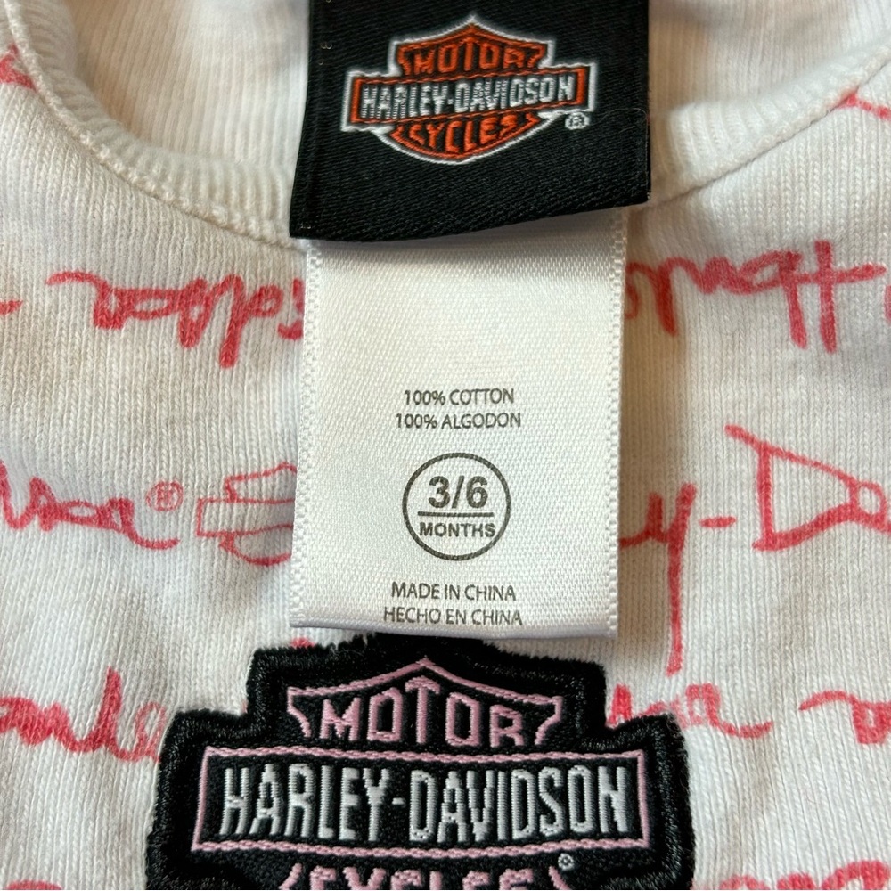 3/&18 Harley-Davidson| White Onsie| Sz 3-6 months| 100% cotton
